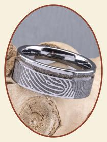 JB Memorials Tungsten Carbide Brede Vingerafdruk As Ring